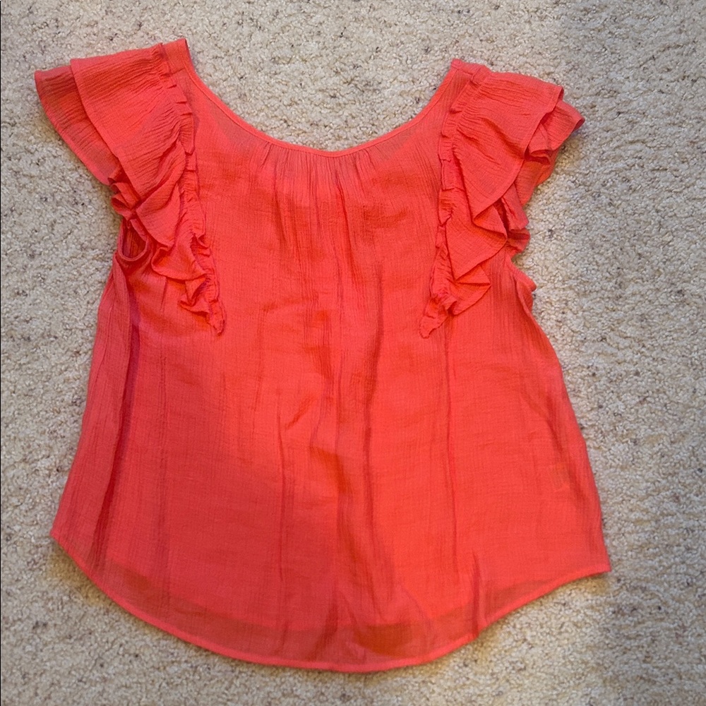 NWT Coral Ruffle Sleeve Women's Top
